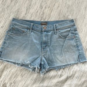 Mother light washed denim shorts